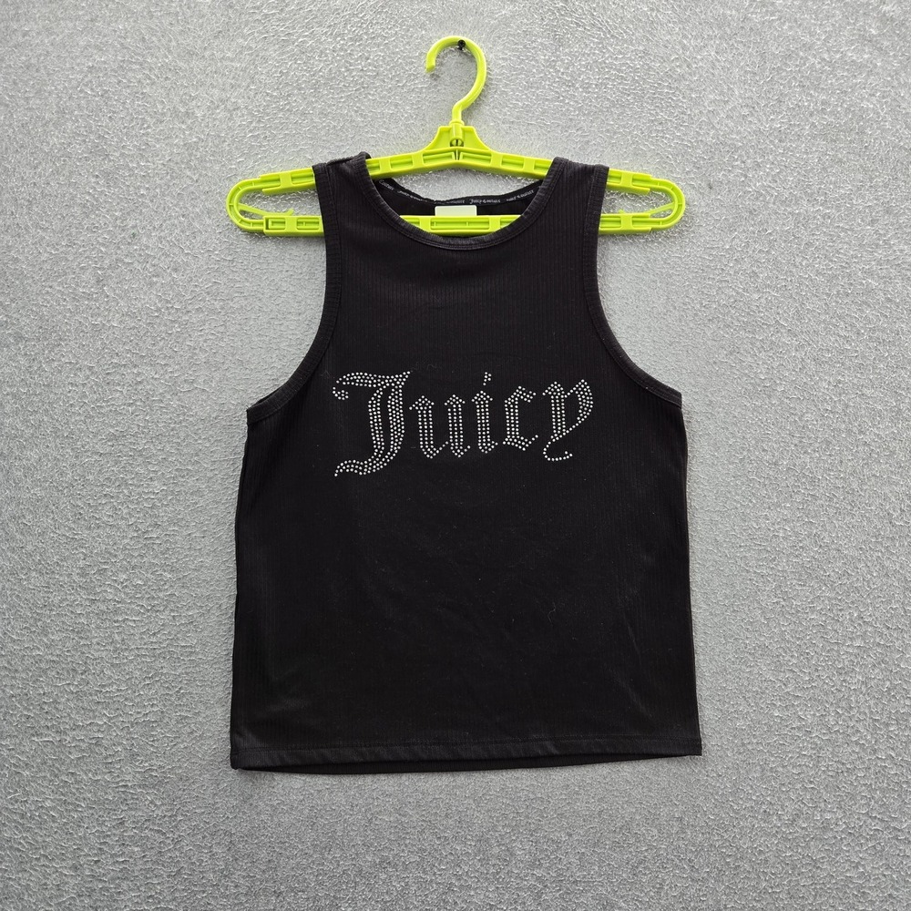 Juicy Couture Women Sleepwear L Black Juicy Script Pajama Tank Rhinestones